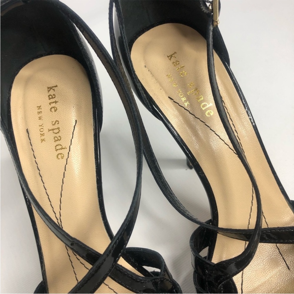 Kate Spade Shoes Black Patent Leather Strappy Heels - Picture 4 of 11